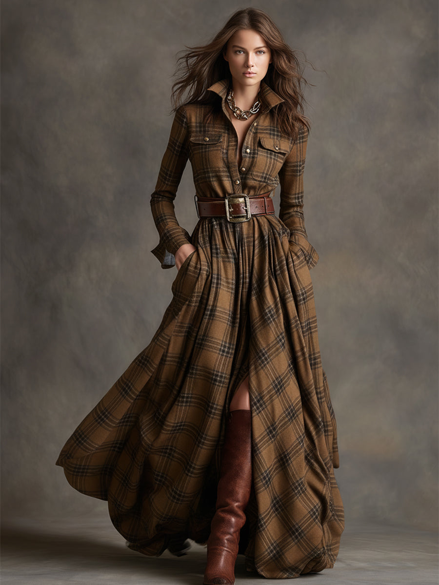 Juliet - Maxi Checked Shirt Dress