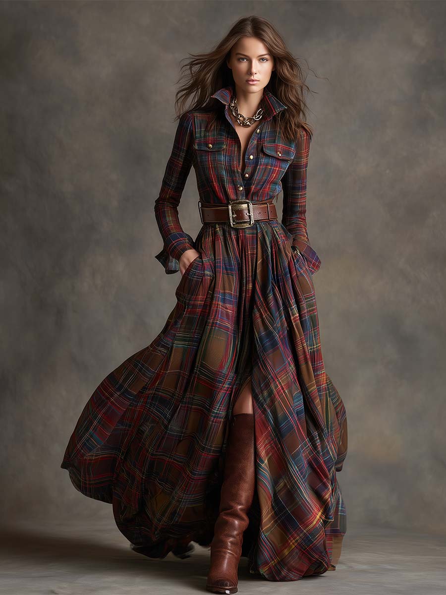 Juliet - Maxi Checked Shirt Dress