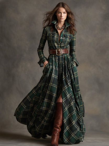 Juliet - Maxi Checked Shirt Dress