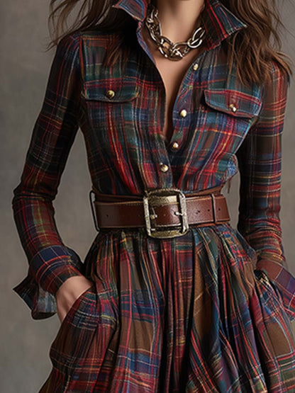 Juliet - Maxi Checked Shirt Dress