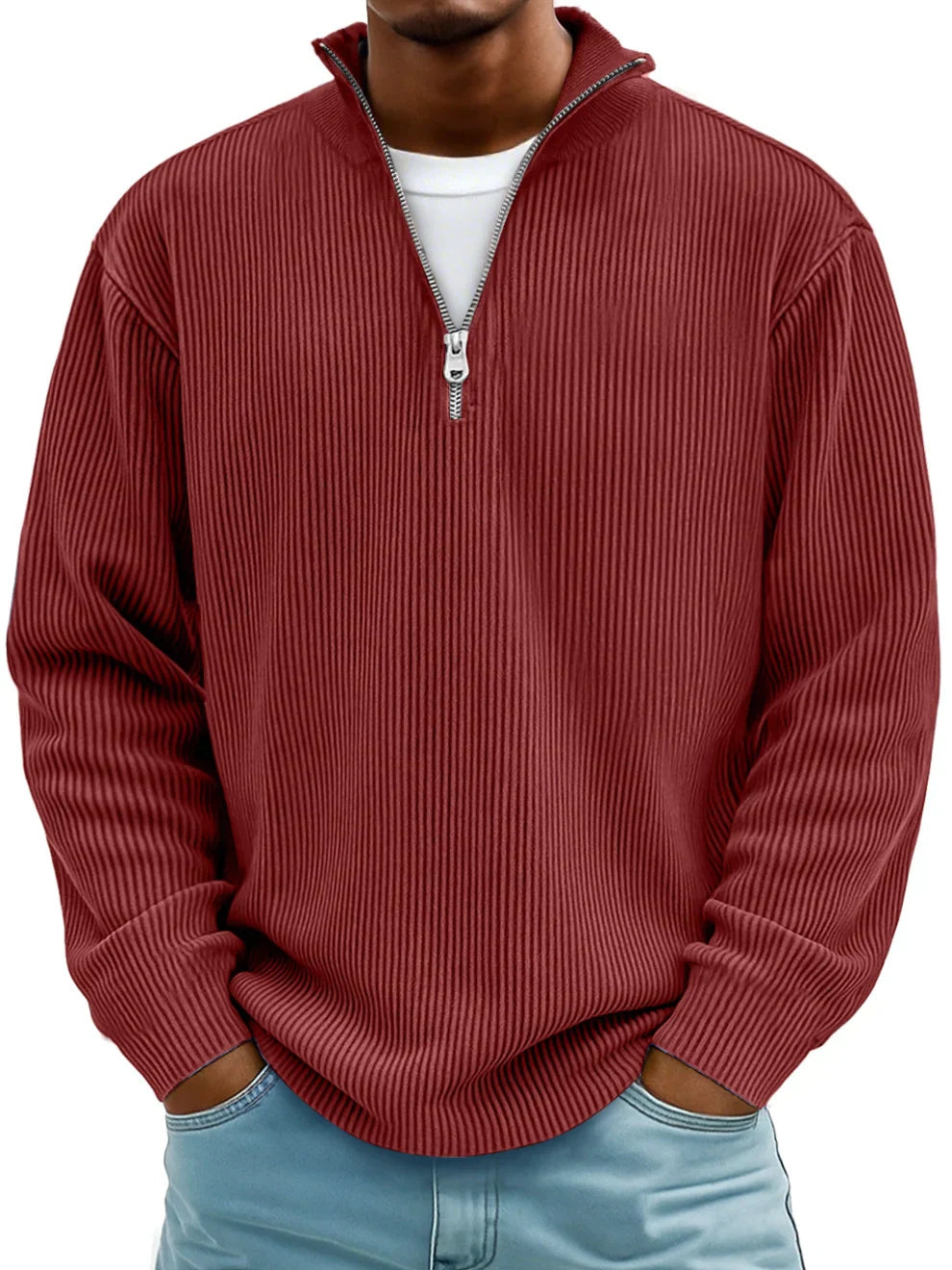 Elevated quarter zip knit pullover