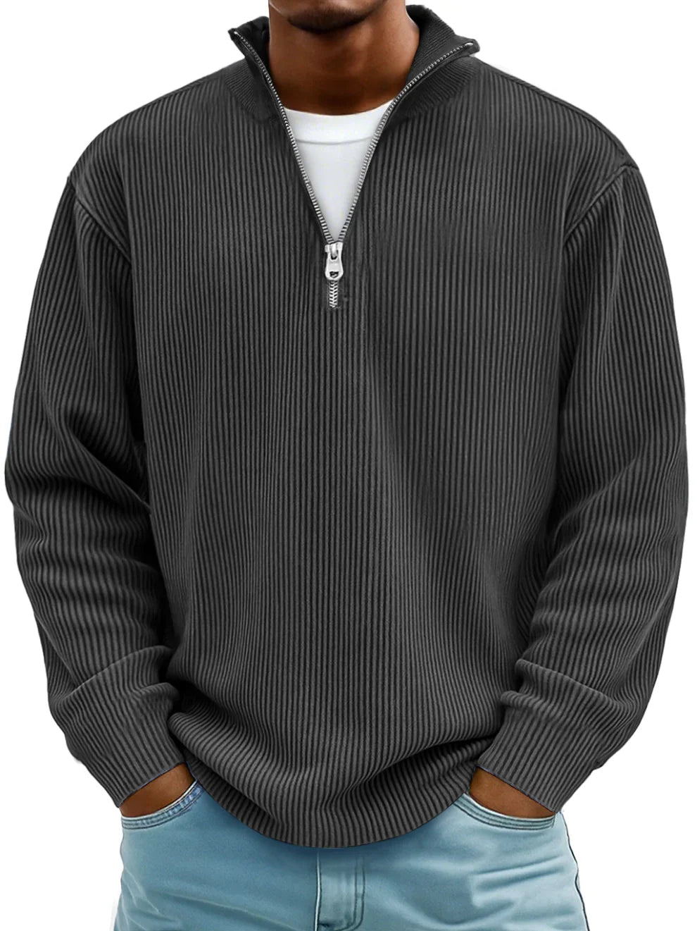 Elevated quarter zip knit pullover