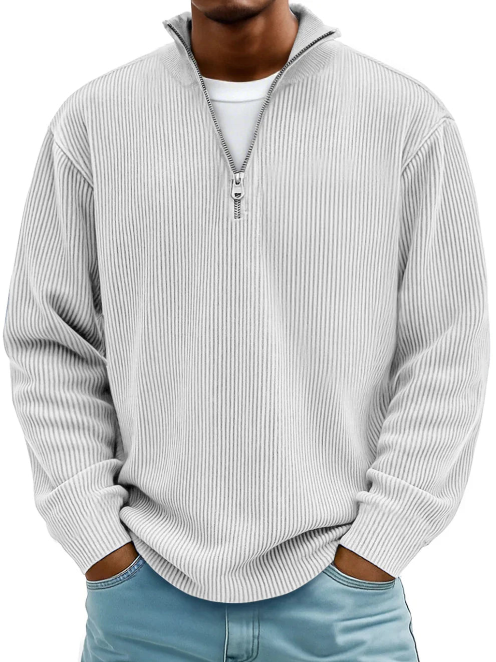 Elevated quarter zip knit pullover