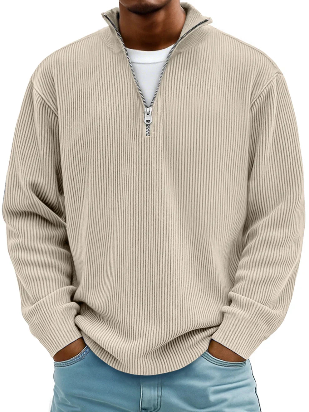 Elevated quarter zip knit pullover