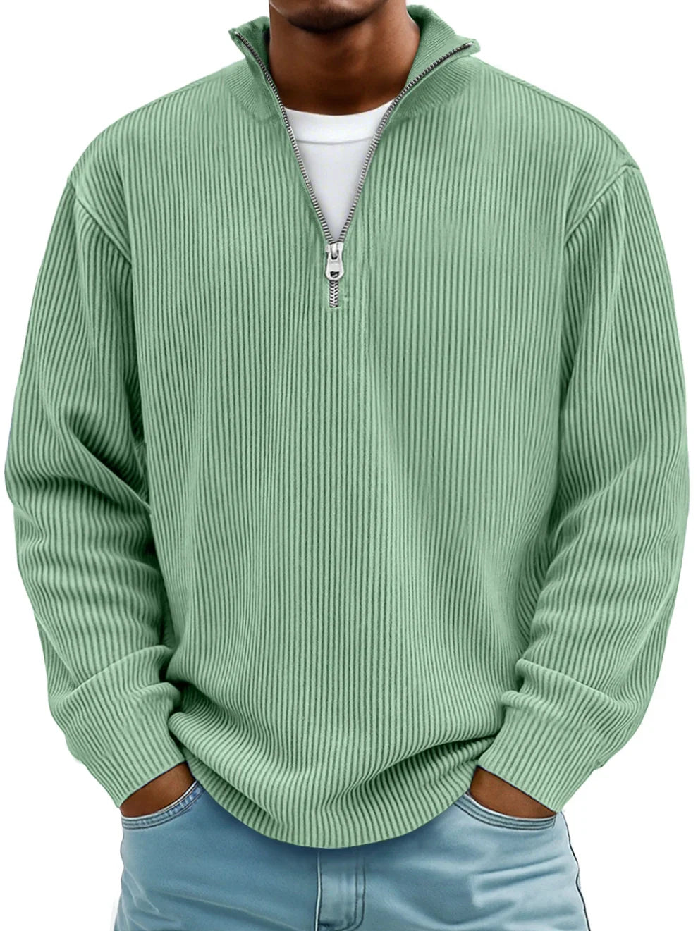 Elevated quarter zip knit pullover