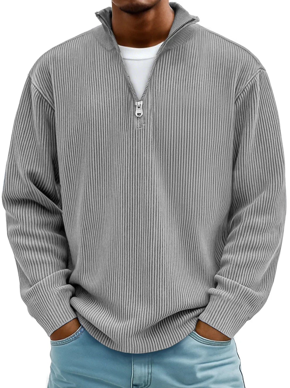 Elevated quarter zip knit pullover