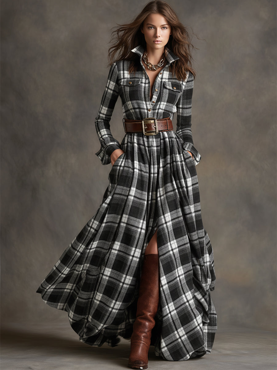 Juliet - Maxi Checked Shirt Dress