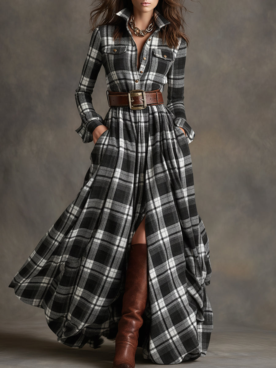 Juliet - Maxi Checked Shirt Dress