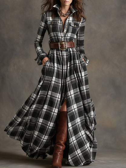 Juliet - Maxi Checked Shirt Dress