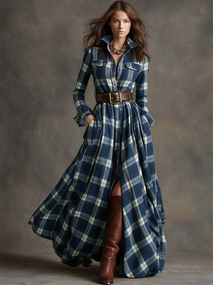 Juliet - Maxi Checked Shirt Dress