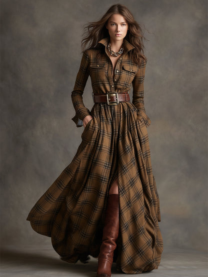 Juliet - Maxi Checked Shirt Dress