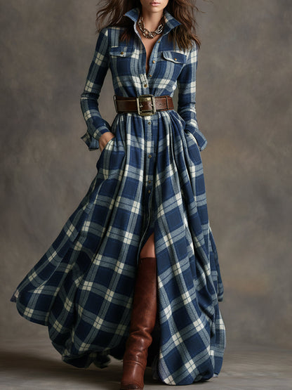 Juliet - Maxi Checked Shirt Dress